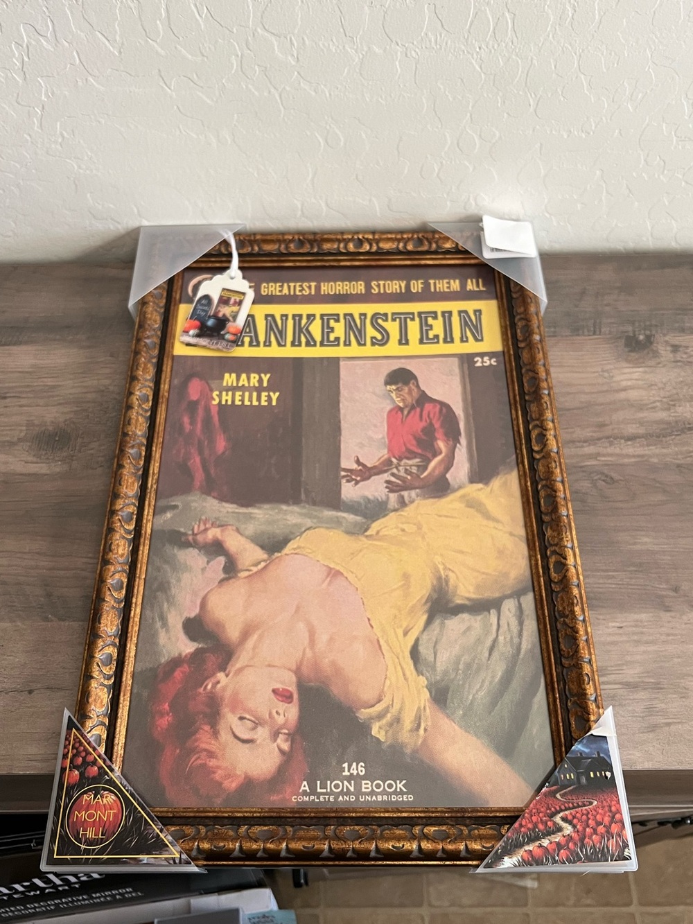 Marmont Hill Frankenstein Vintage Book Cover Halloween Glass Framed Wall Art